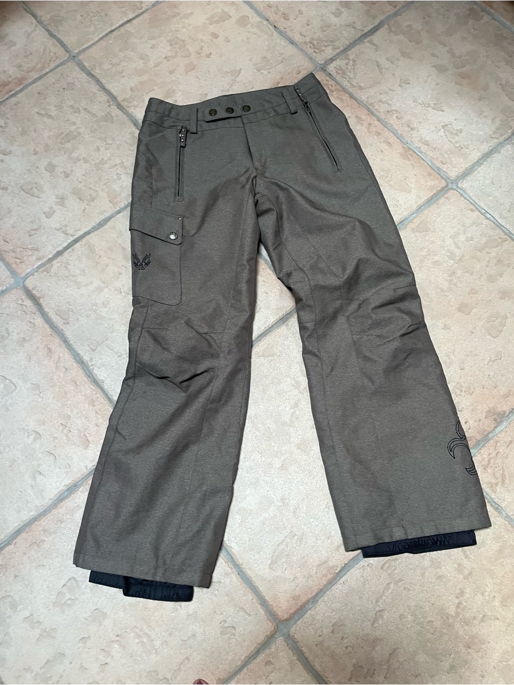 Women’s Brown Cargo Snow Pants with Secure Pockets